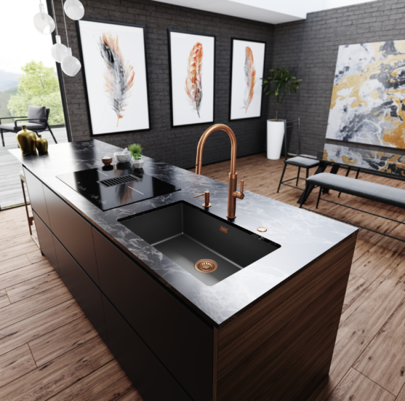 Franke Mythos Masterpiece Grifo de Cocina Cobre con Caño en J y Ducha Extraíble - 115.0711.557