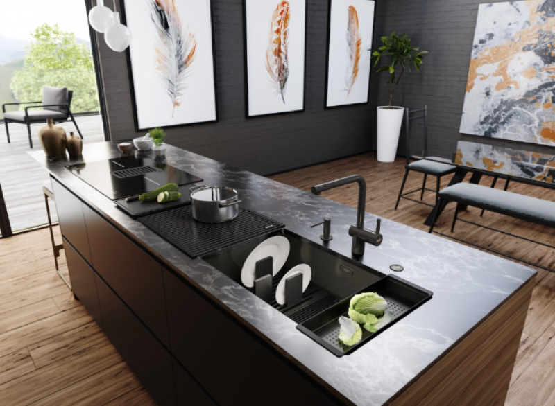 Franke Mythos Masterpiece BXM 210.68 Fregadero Grande Gun Metal PVD Antracita 685x410mm Instalación a Nivel y Bajo Encimera - 127.0676.885