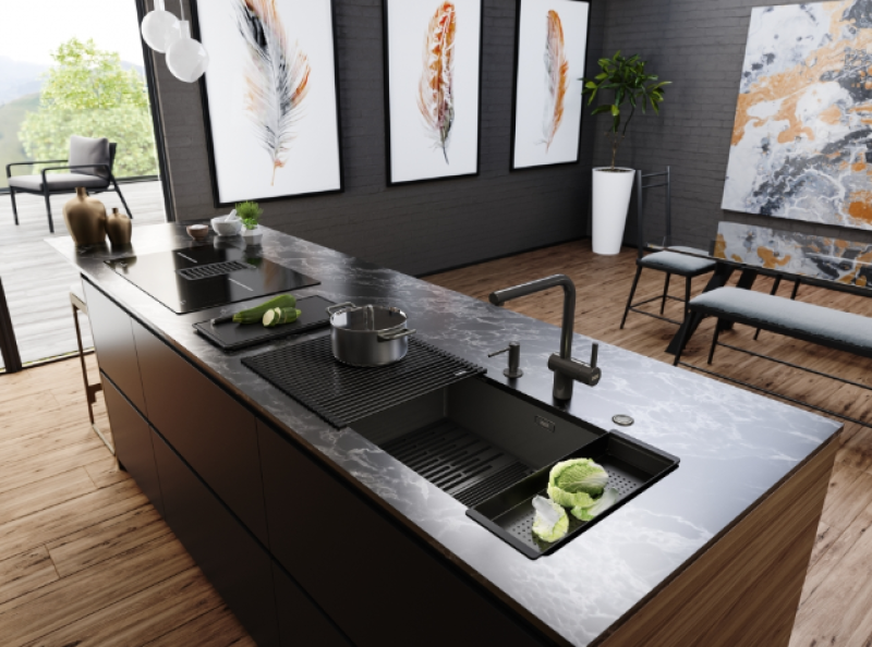 Franke Mythos Masterpiece BXM 210.68 Fregadero Grande Gun Metal PVD Antracita 685x410mm Instalación a Nivel y Bajo Encimera - 127.0676.885