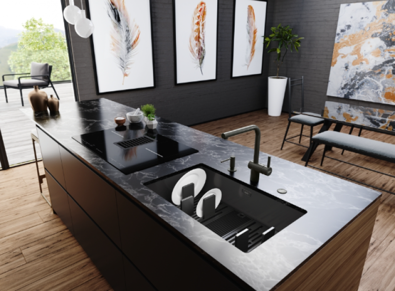 Franke Mythos Masterpiece BXM 210.68 Fregadero Grande Gun Metal PVD Antracita 685x410mm Instalación a Nivel y Bajo Encimera - 127.0676.885