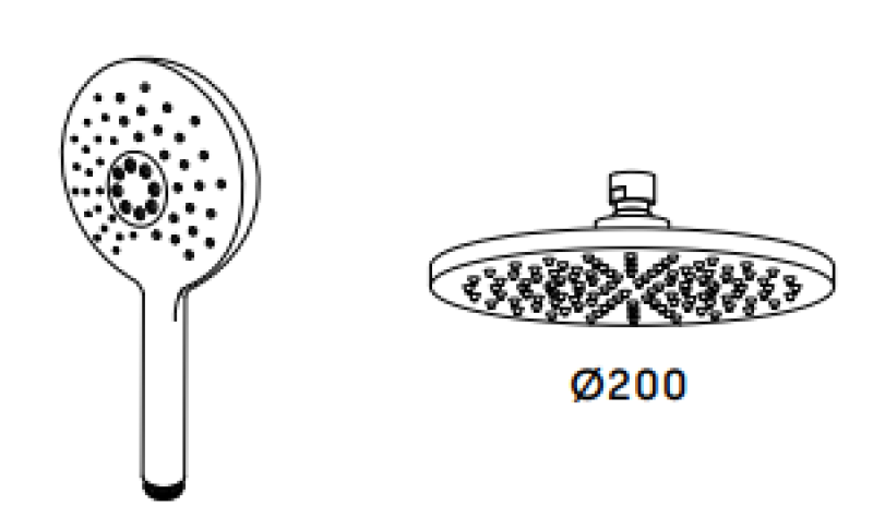 Waterevolution Flow mezclador de ducha de tres vías con ducha principal y ducha de mano redonda Latón T131NRLE