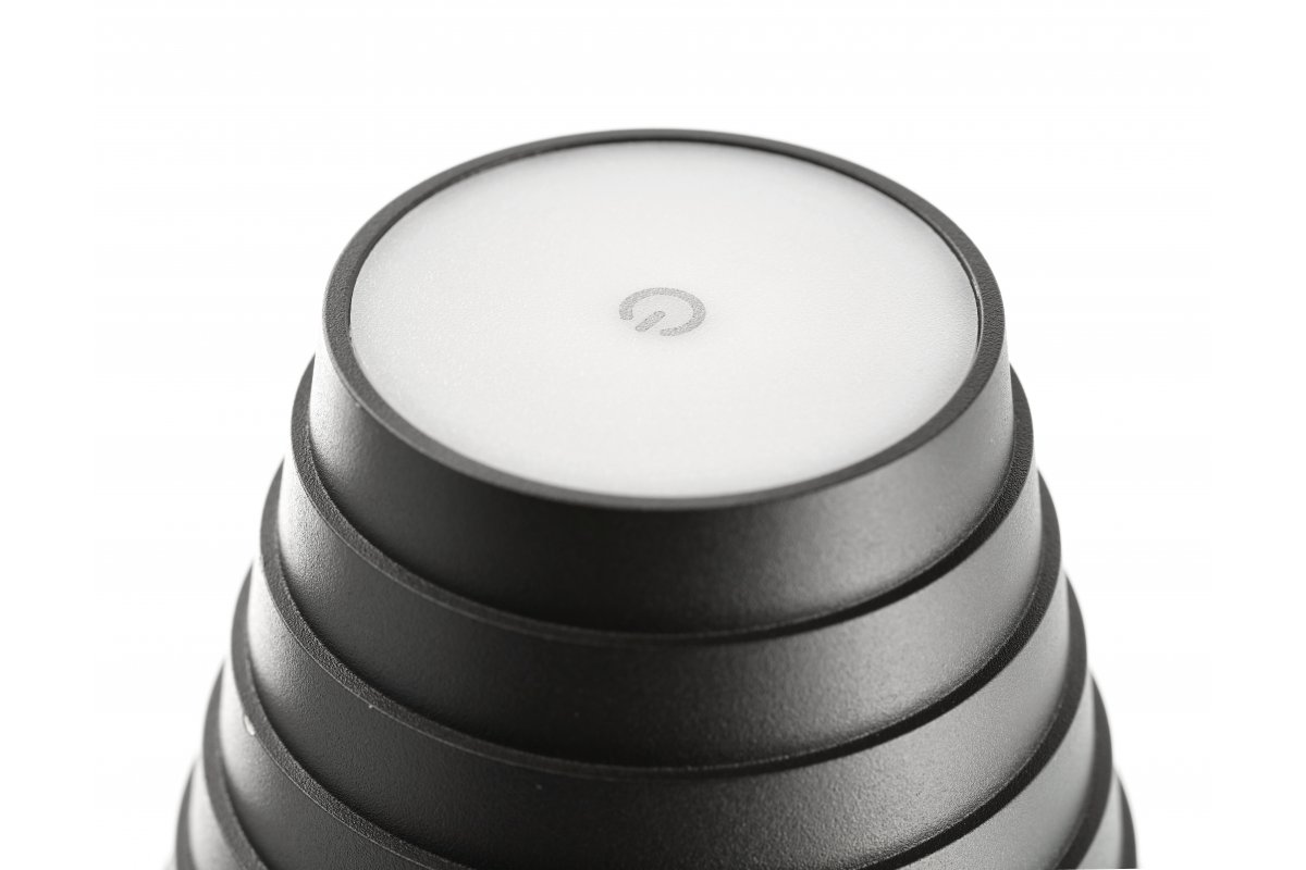 'Lámpara de mesa LED FIZZI, 2,5W, 200lm, DC 5V, 1A, 4000 K, batería 4000 mAh, regulable, negra'