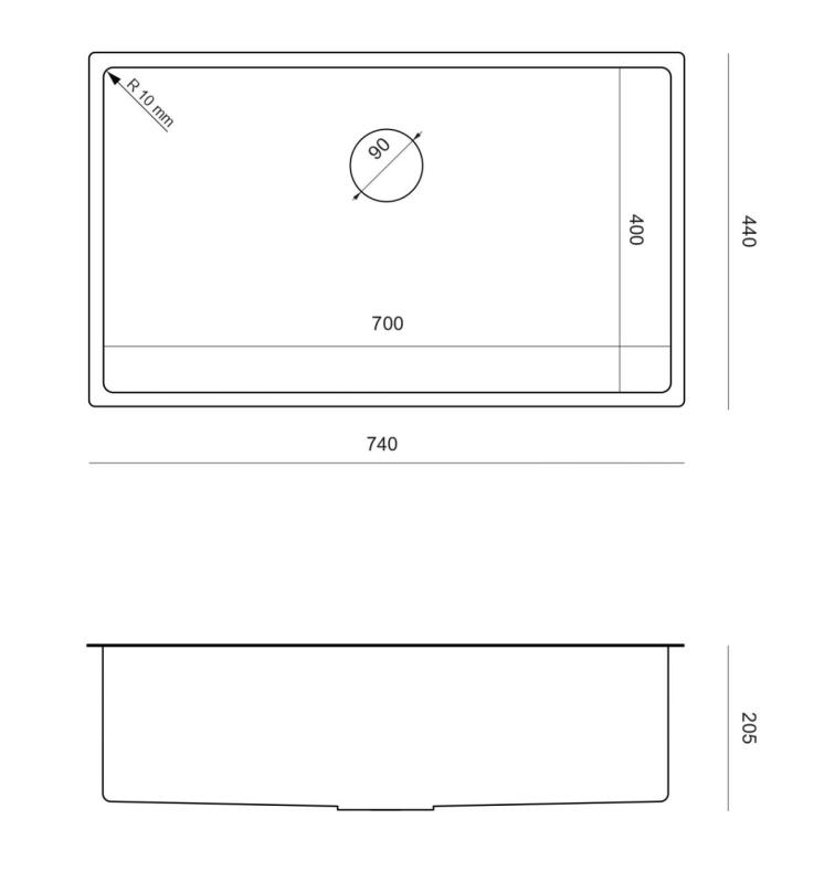 Aquadesign Zara Fregadero Cobre 74x44cm Bajo Encimera, Encimera Lisa y Sobre Encimera con Tapón de Cobre - 1208969510