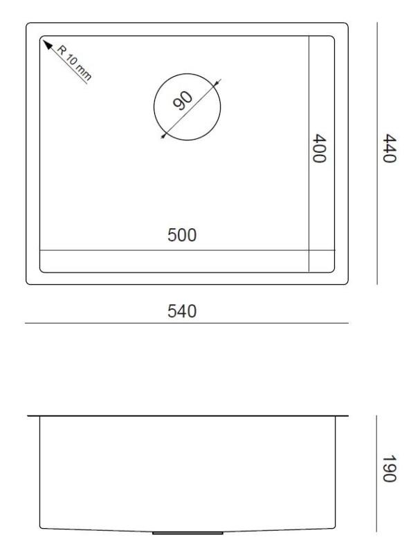 Aquadesign Zara Fregadero Metalizado 54x44cm Bajo Encimera, Encimera a Ras y Encimera con Tapón Metalizado - 1208969511