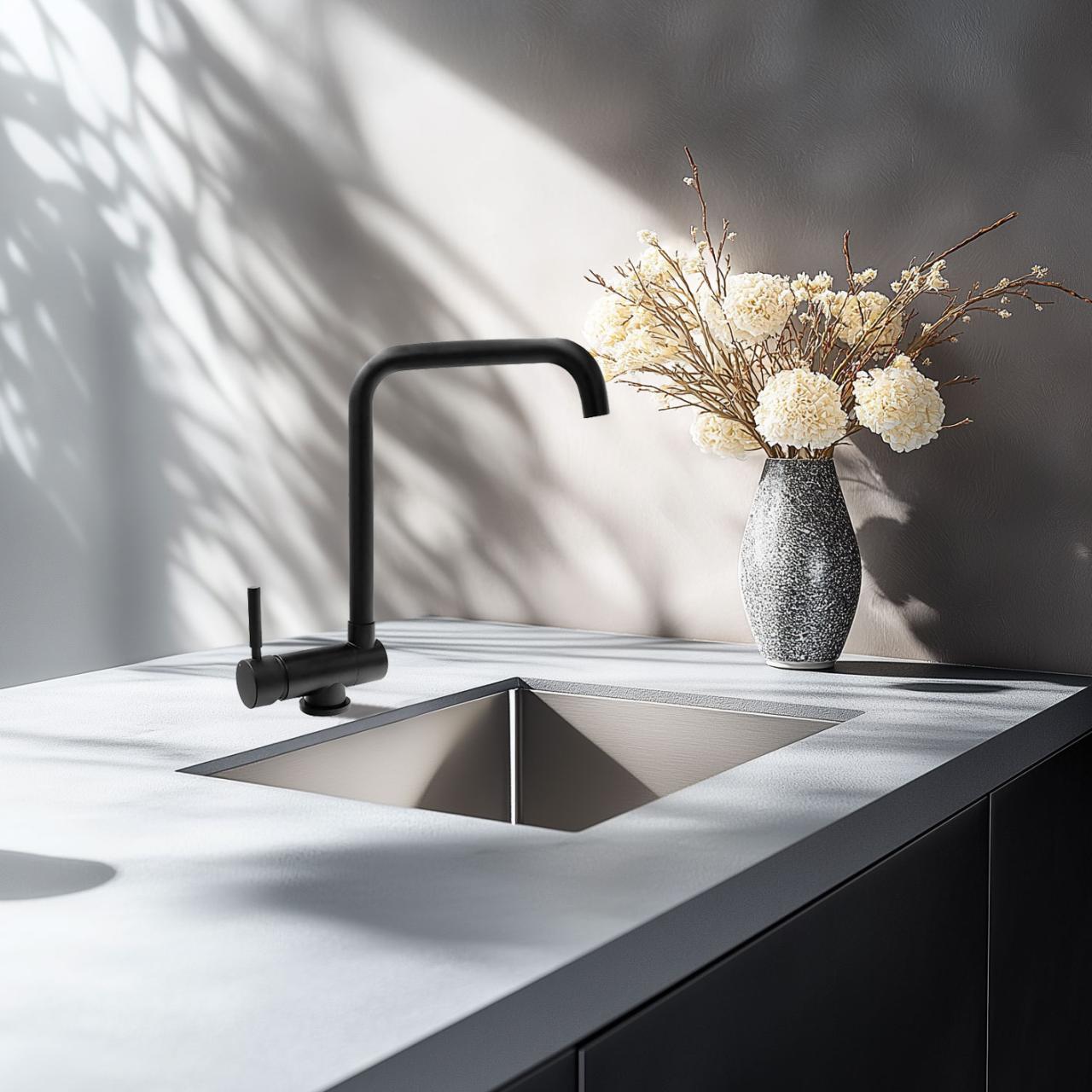 Graniteland Serenity grifo de cocina negro con caño plegable 1208969533 - Productafbeelding 3