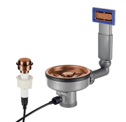 Lorreine Juego de Tapón y Colador para Fregadero de Cobre con Rebosadero y Botón de Presión para Drenaje Automático 1208969591