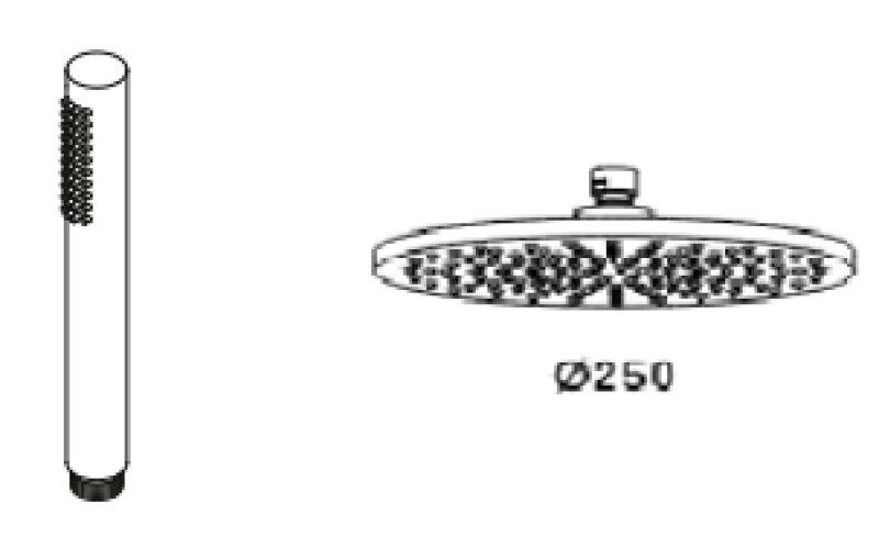 Revolución del agua Flow mezclador de ducha termostático de tres vías con ducha de mano y de cabeza, color Gun metal (Gris plomo) 250mm T131TN25GME