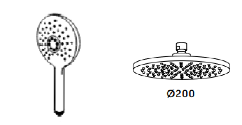 Waterevolution Flow grifo de ducha termostático de tres vías con rociador superior y ducha de mano redonda Latón T131TNRLE