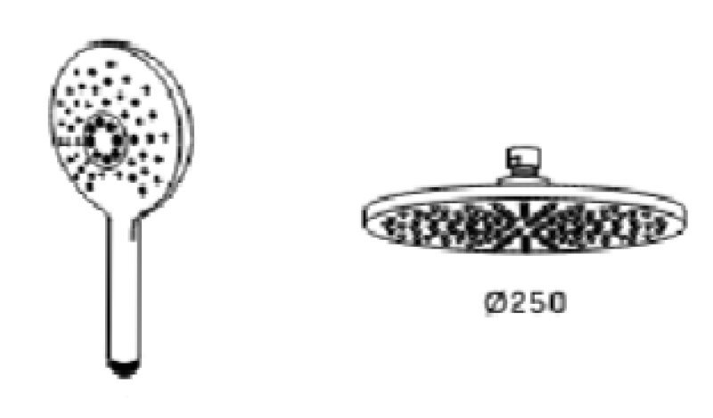 Waterevolution Flow mezclador de ducha termostático de tres vías con ducha de cabeza de 250 mm y ducha de mano redonda negra T131TNR25PR