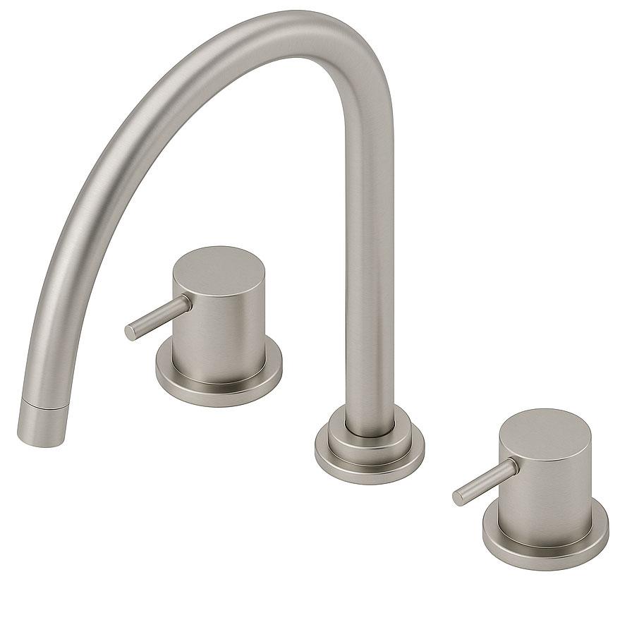 Revolución del Agua Grifo de Cocina de 3 Agujeros Flow con Caño Giratorio y Conexión para Agua Filtrada Acero Inoxidable T152UIE - Productafbeelding