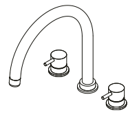 Revolución del Agua Mezclador de cocina de 3 orificios con caño giratorio y conexión para agua filtrada en oro claro T152UWGE