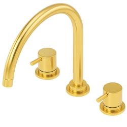 Revolución del Agua Mezclador de cocina de 3 orificios con caño giratorio y conexión para agua filtrada en oro claro T152UWGE