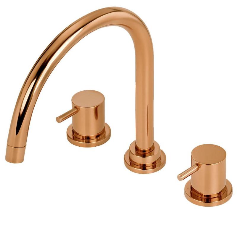 Waterevolution Flow grifo de cocina de 3 orificios con caño giratorio y conexión de agua filtrada cobre T152UCPE