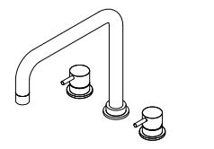 Waterevolution Flow grifo de cocina en ángulo de 3 orificios con caño giratorio y conexión para agua filtrada cromo T152H01