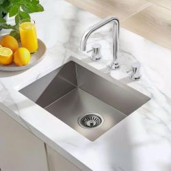 Waterevolution Flow grifo de cocina en ángulo de 3 orificios con caño giratorio y conexión para agua filtrada cromo T152H01
