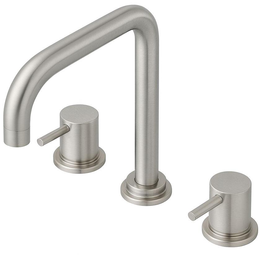 Waterevolution Flow grifo de cocina angular de 3 agujeros con caño giratorio y conexión para agua filtrada de acero inoxidable T152HIE - Productafbeelding