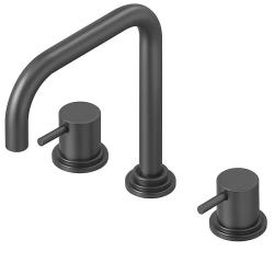 Revolución del Agua Flow grifo de cocina de 3 orificios con caño giratorio y conexión para agua filtrada color Gun metal (Gris plomo) T152HGME