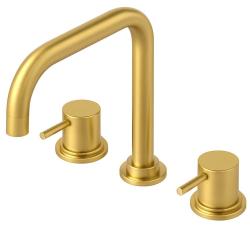 Waterevolution Flow grifo de cocina de 3 agujeros en ángulo con caño giratorio y conexión para agua filtrada light gold T152HWGE