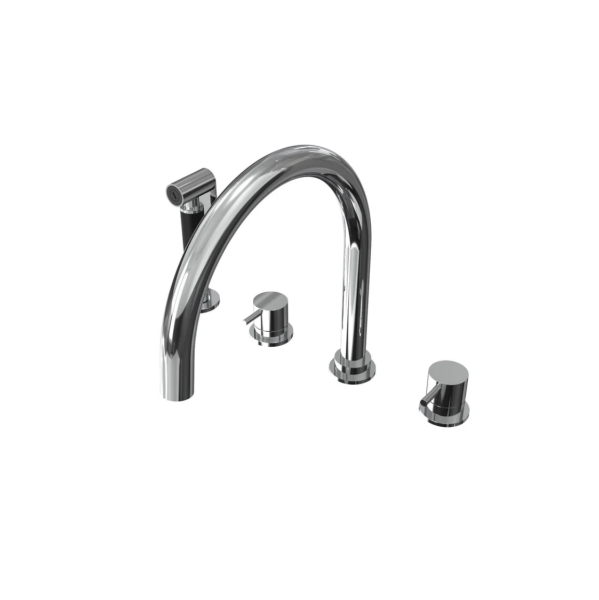 Waterevolution Flow grifo de cocina de 4 orificios con rociador extraíble cromo T153U01