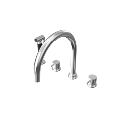 Waterevolution Flow Grifo de cocina de 4 agujeros con rociador extraíble en acero inoxidable T153UIE