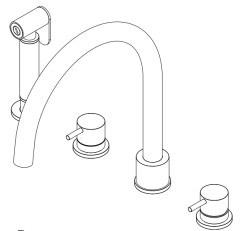 Revolución del Agua Grifo de Cocina de 4 Agujeros con Rociador Extraíble en Latón T153ULE