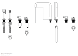 Revolución del Agua Flow grifo de cocina angular de 4 orificios con rociador extraíble, metal de pistola T153HGME