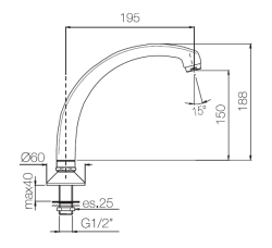 Línea de pedal PB grifo de salida cromado para encimera o lavabo 1208969770