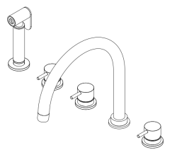 Revolución del Agua Grifo de Cocina de 5 Agujeros con Rociador Extraíble y Conexión para Agua Filtrada en Acero Inoxidable T154UIE