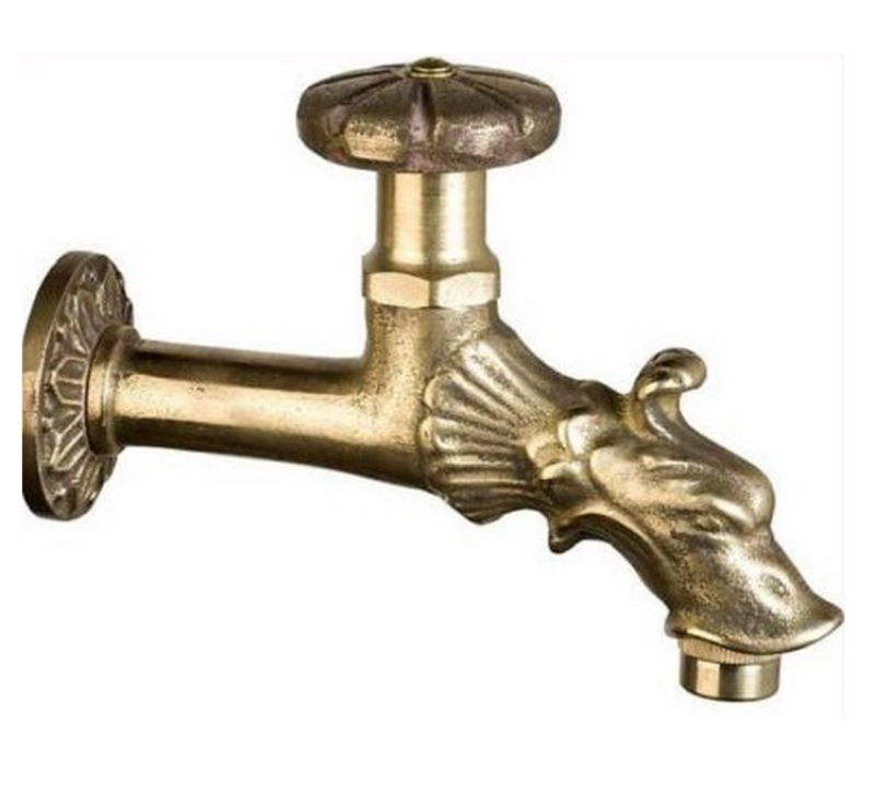PB Garden Vintage Grifo de Pared para Fuente de Agua Fría de Bronce con Conexión para Manguera de Jardín y Manija Redonda 1208969784