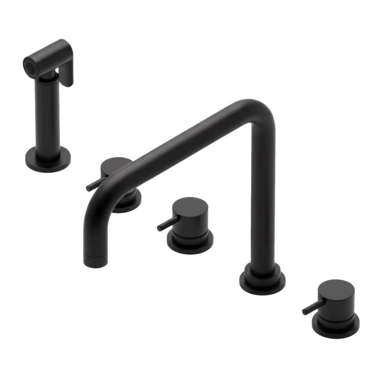 Waterevolution Flow grifo de cocina angular de 5 orificios con rociador extraíble y conexión para agua filtrada negro T154HPR