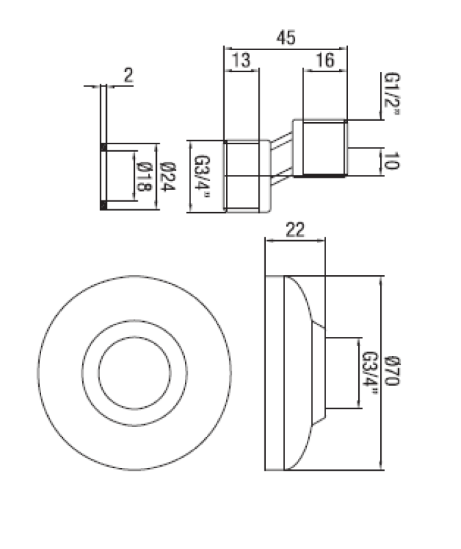 Conector PB S cromo 10mm Clásico Excéntrico 1/2” x 3/4”1208969802