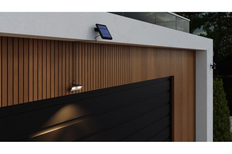 Luminaria solar con sensor de movimiento y crepúsculo DAVOS, LED, 1000lm, 4000K, 2000mAh, IP54, negro