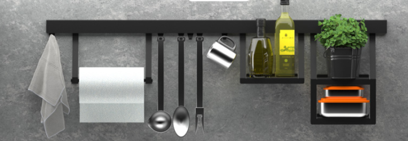 Epka Luxion Soporte para Rollo de Cocina para Rieles de Cocina Metal Negro 1208969968