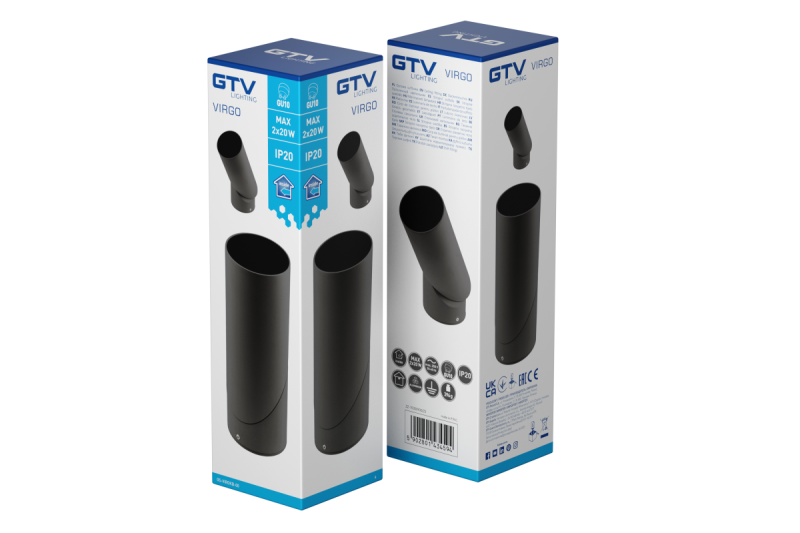 Lámpara de techo VIRGO, máx. 250V, 50/60Hz, 57x152mm, IP20, máx. 20W, Redonda, Negra