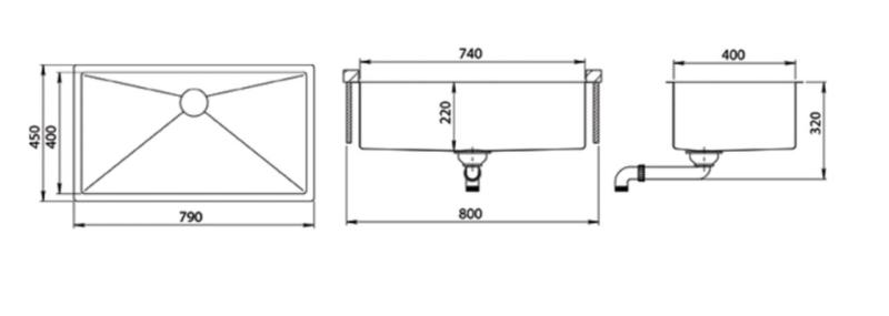 Ausmann Mosel fregadero grande de oro de acero inoxidable - PVD oro 74x40 universal 1208970023