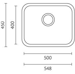 Banka IB5040 Fregadero de Acero Inoxidable 50 x 40 cm Bajo Encimera 1208970037