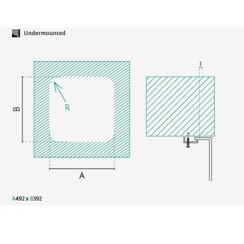 Banka IB5040 Fregadero de Acero Inoxidable 50 x 40 cm Bajo Encimera 1208970037