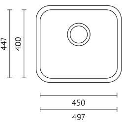 Fregadero de acero inoxidable Banka IB4540 45 x 40 cm para montaje sobre encimera y enrasado 1208970045.