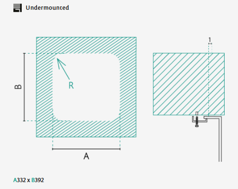 Fregadero de acero inoxidable Banka IB3440 34 x 40 cm bajo encimera 1208970046
