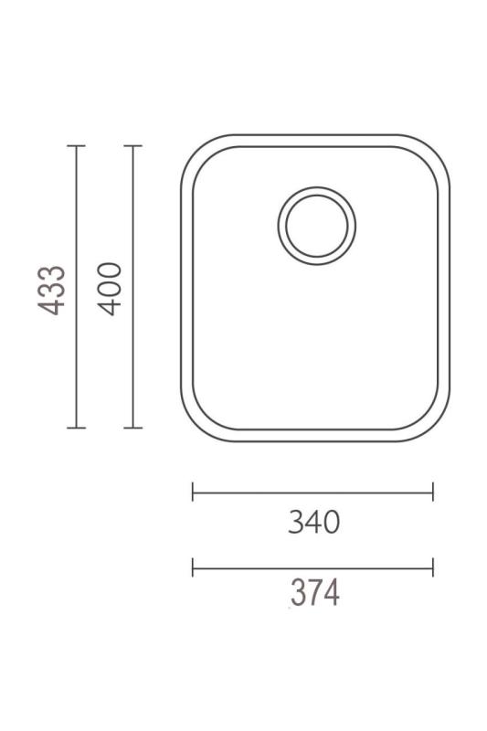 Fregadero de acero inoxidable Banka IB3440 34 x 40 cm Montaje superficial y empotrado 1208970047