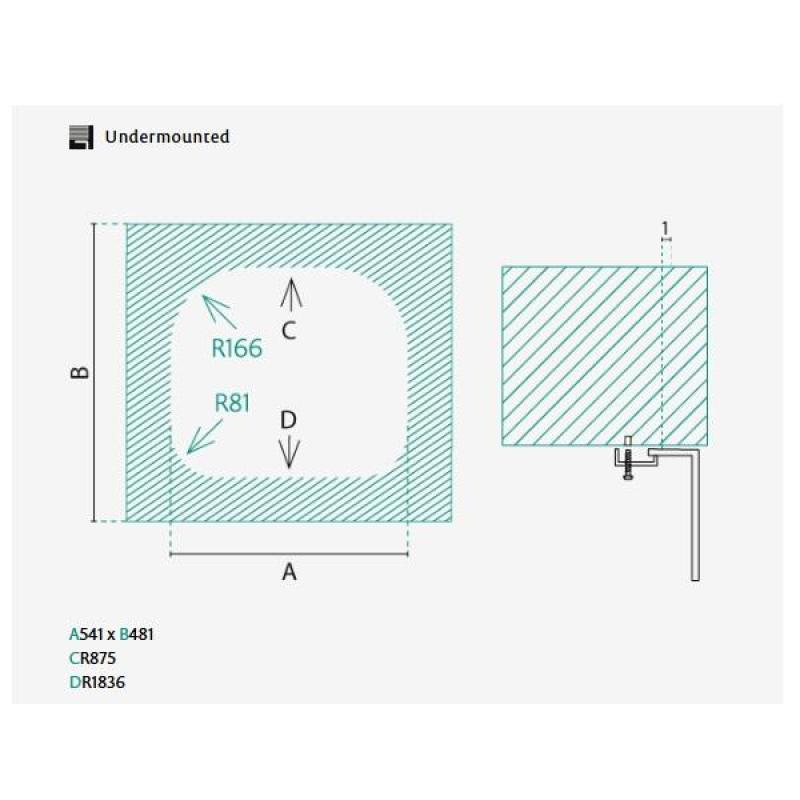 Fregadero de Acero Inoxidable Banka Denver 54 x 48 cm Bajo Encimera 1208970048