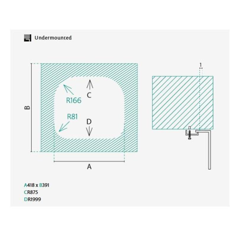 Banka Denver Fregadero de acero inoxidable 41 x 41 cm Bajo encimera 1208970049