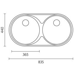 Fregadero Doble de Acero Inoxidable Banka Andalucia 835 x 440 cm Montaje Superficial y Empotrado 1208970050