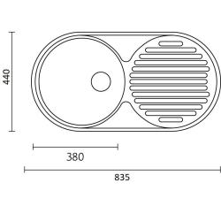 Fregadero de montaje sobre encimera Banka Galicia RVS de 835 x 440 mm con escurridor 1208970053.