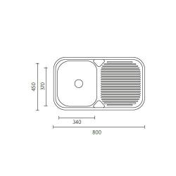 Fregadero de acero inoxidable Banka Regent de montaje superior 80x45 cm con escurridor 1208970061.