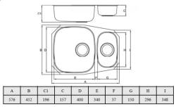 Fregadero de acero inoxidable Banka Alaska 1.5 bajo encimera 524 x 400 mm 1208970064