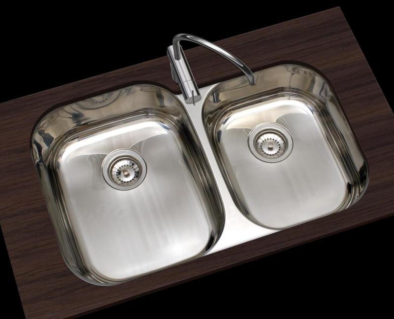 Banka Princess Fregadero doble de acero inoxidable para encastrar 750 x 475 mm 1208970067