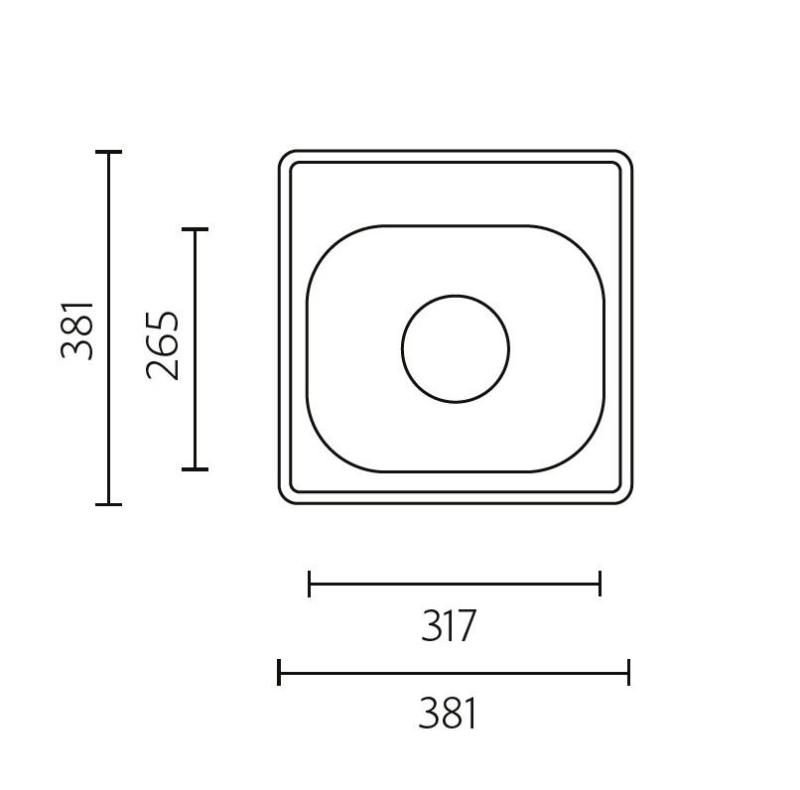 Banka Detroit Fregadero de Acero Inoxidable 381 x 381 mm Sobre encimera con agujero para grifo 1208970074