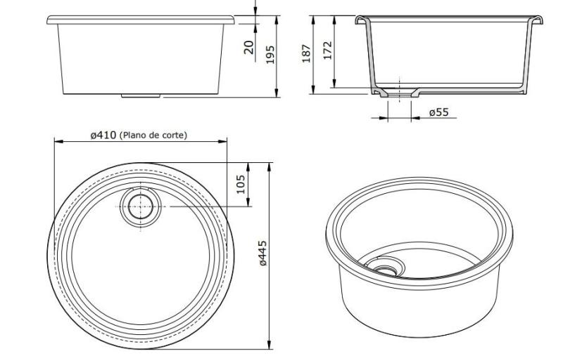 Ausmann Ceramic Brook lavabo redondo de cerámica blanca de sobreponer 1208970092