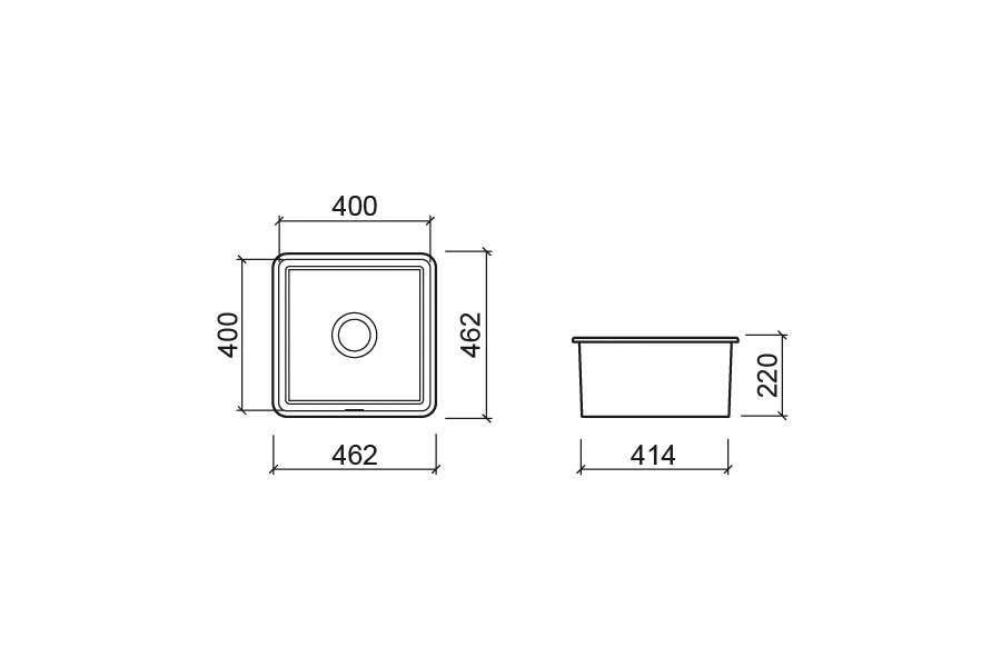 Ausmann Ceramic Ember Fregadero de cerámica blanco cuadrado para montaje superior e inferior 40 x 40 cm 1208970094